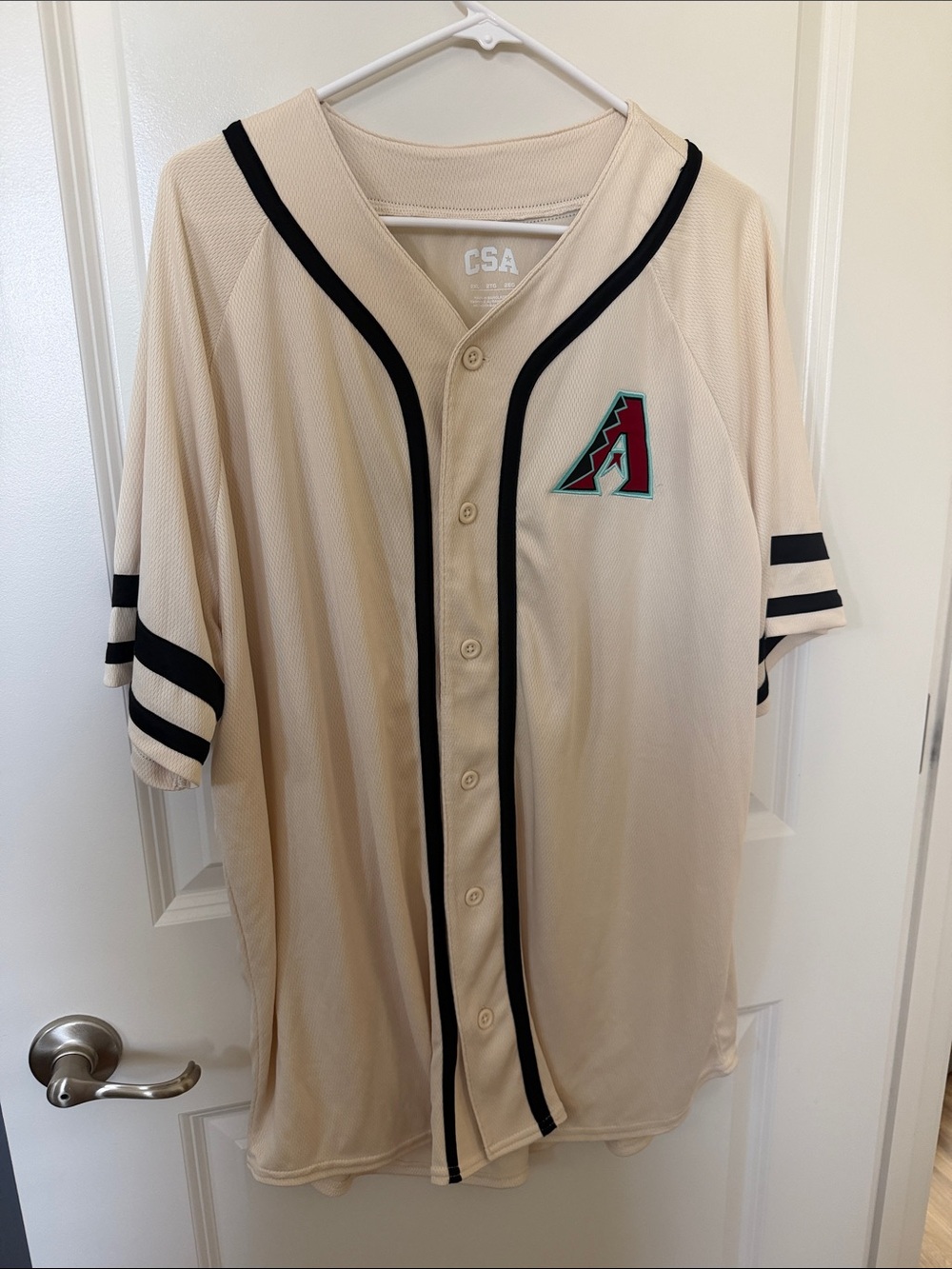 Majestic Cream Arizona Diamondbacks Button-Up Jersey with Black Trim